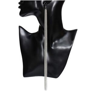 Silver Multi-Layered Chains Extra Long Tassel Earrings NWT